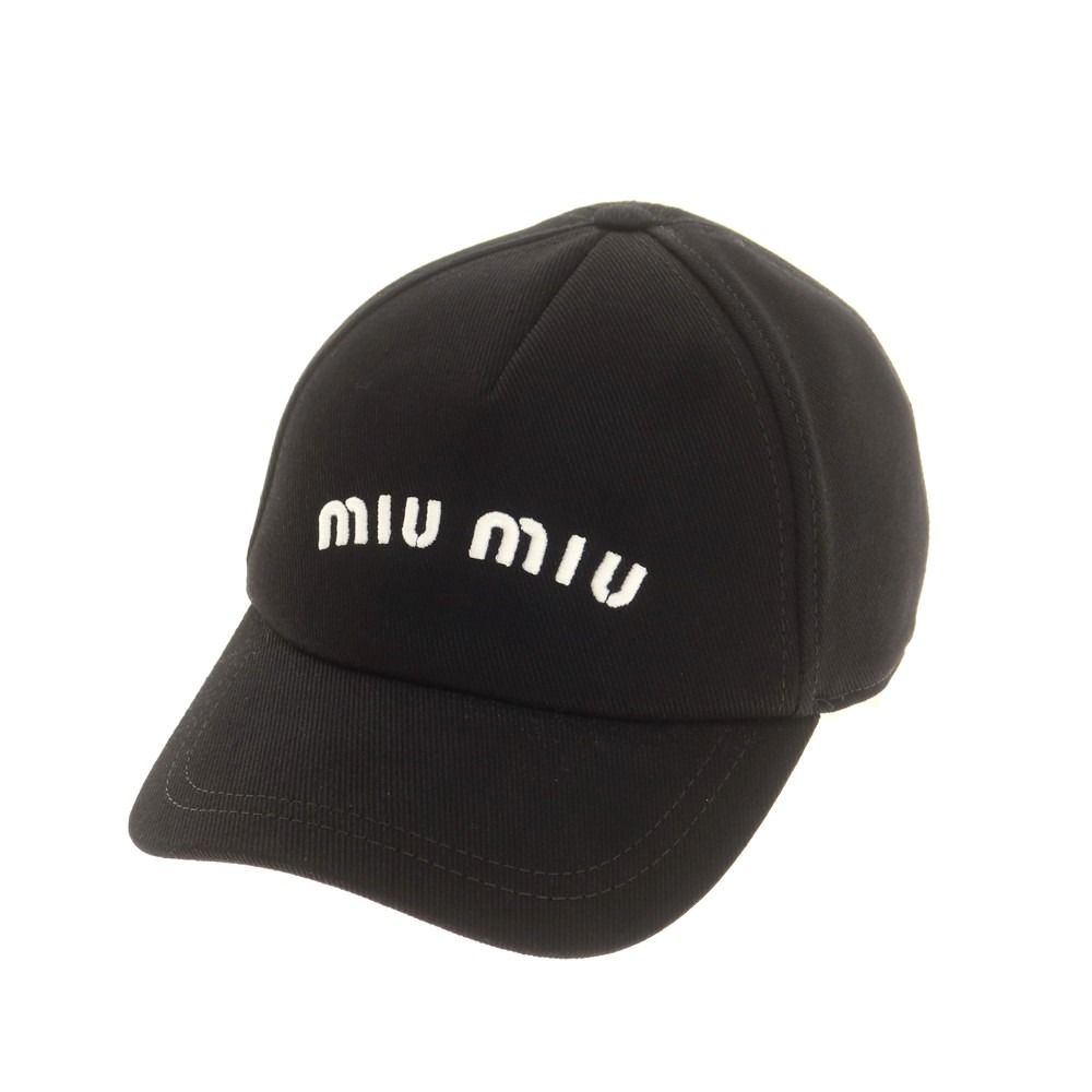 【新品未使用】miu miu 正規品　キャップ ミュウミュウ ブラック　Mサイズ MiuMiu】ミュウミュウ ロゴ デニム ベースボールキャップ