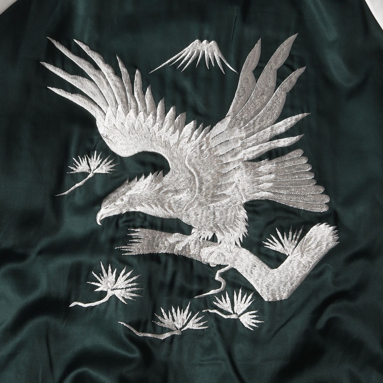 URU ウル ジャケット サイズ:3 23SS イーグル 刺繍 パテッド スカジャン COTTON RAYON SKA JUMPER TYPE A  23SCR01A アウター ジャンパー ブルゾン スーベニア グリーン ホワイト 日本製