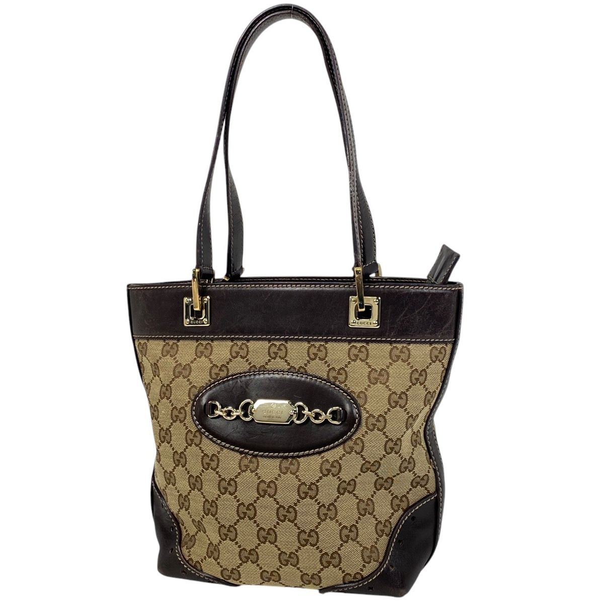 GUCCI グッチ トートバッグ GGキャンバス ロゴチャーム ブラウン
