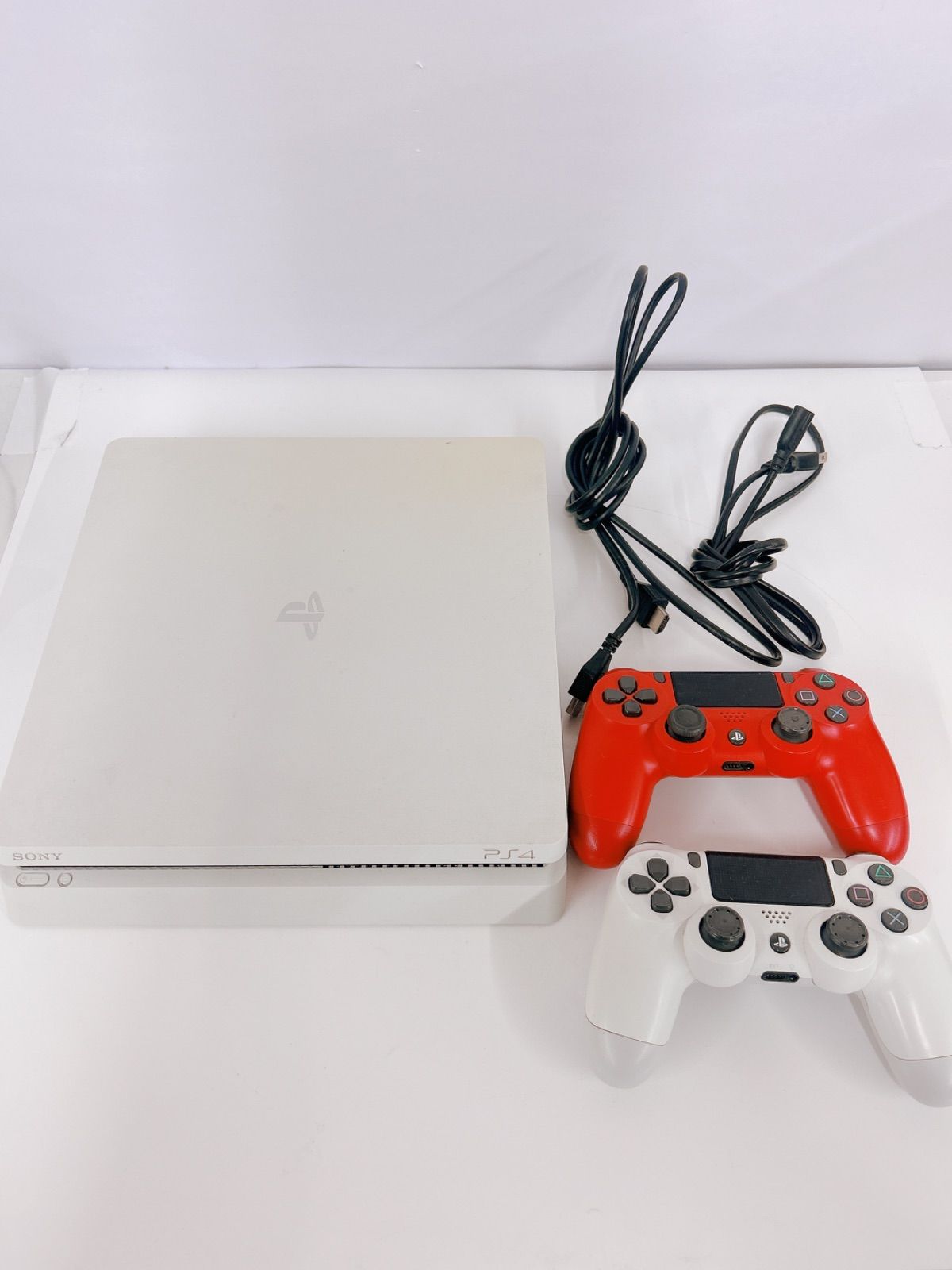 ％【通電確認済】【本体色褪せ有】SONY PlayStation4 2100B コントローラー2つセット【2】【ゲーム機本体】