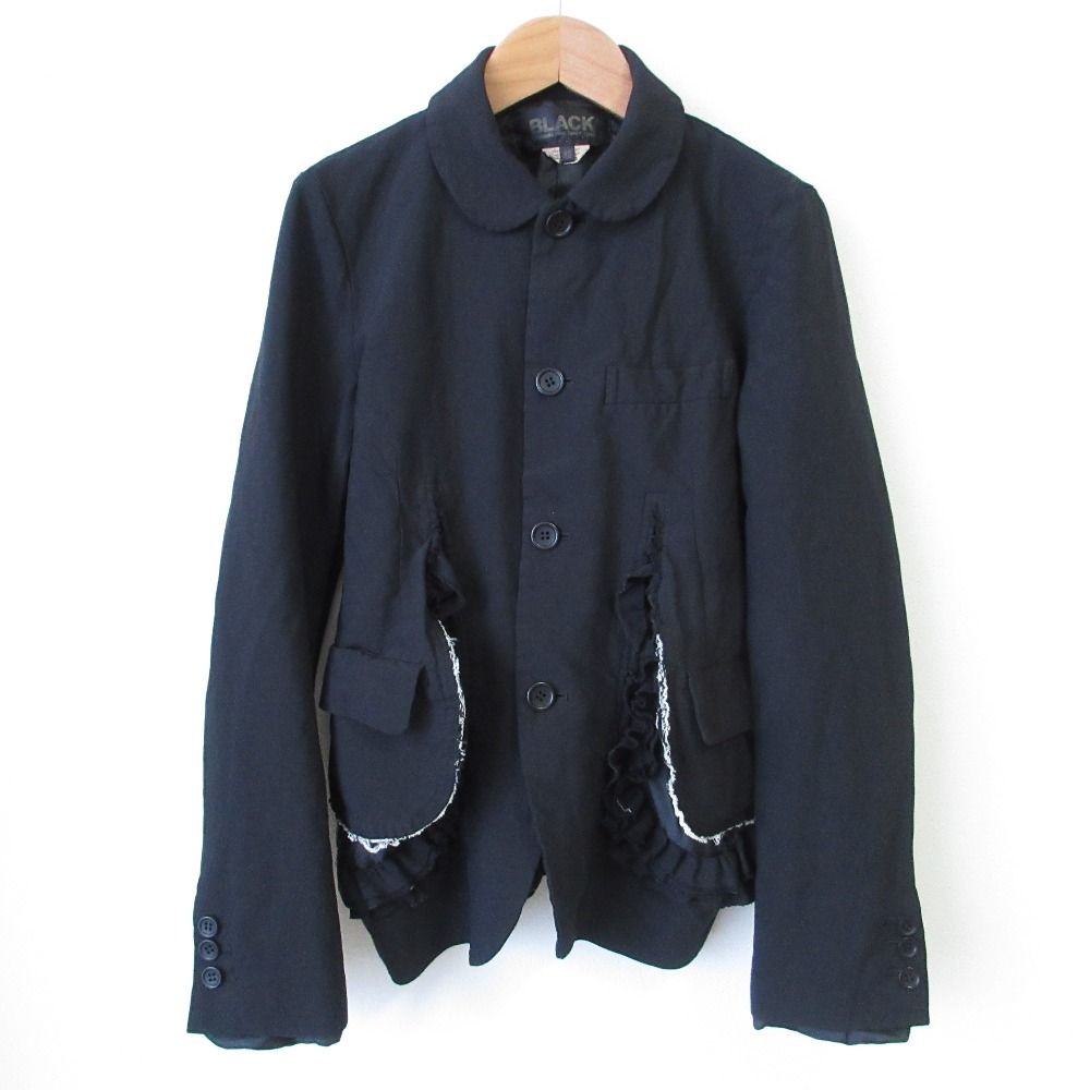 15SS BLACK COMME des GARCONS ブラック コムデギャルソン ラウンド フリルジャケット XS ブラック レディース 古着