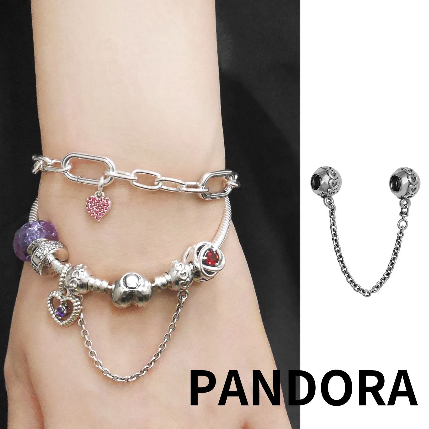 ☆【新品・正規品】ボックス・ショッパー付 PANDORA (パンドラ) ☆バンド オブ ハート セーフティ チェーン チャーム☆ カスタマイズアクセ スターリングシルバー  シルバー925 ブレスレット ブランド アクセサリー 東京発送 - メルカリ