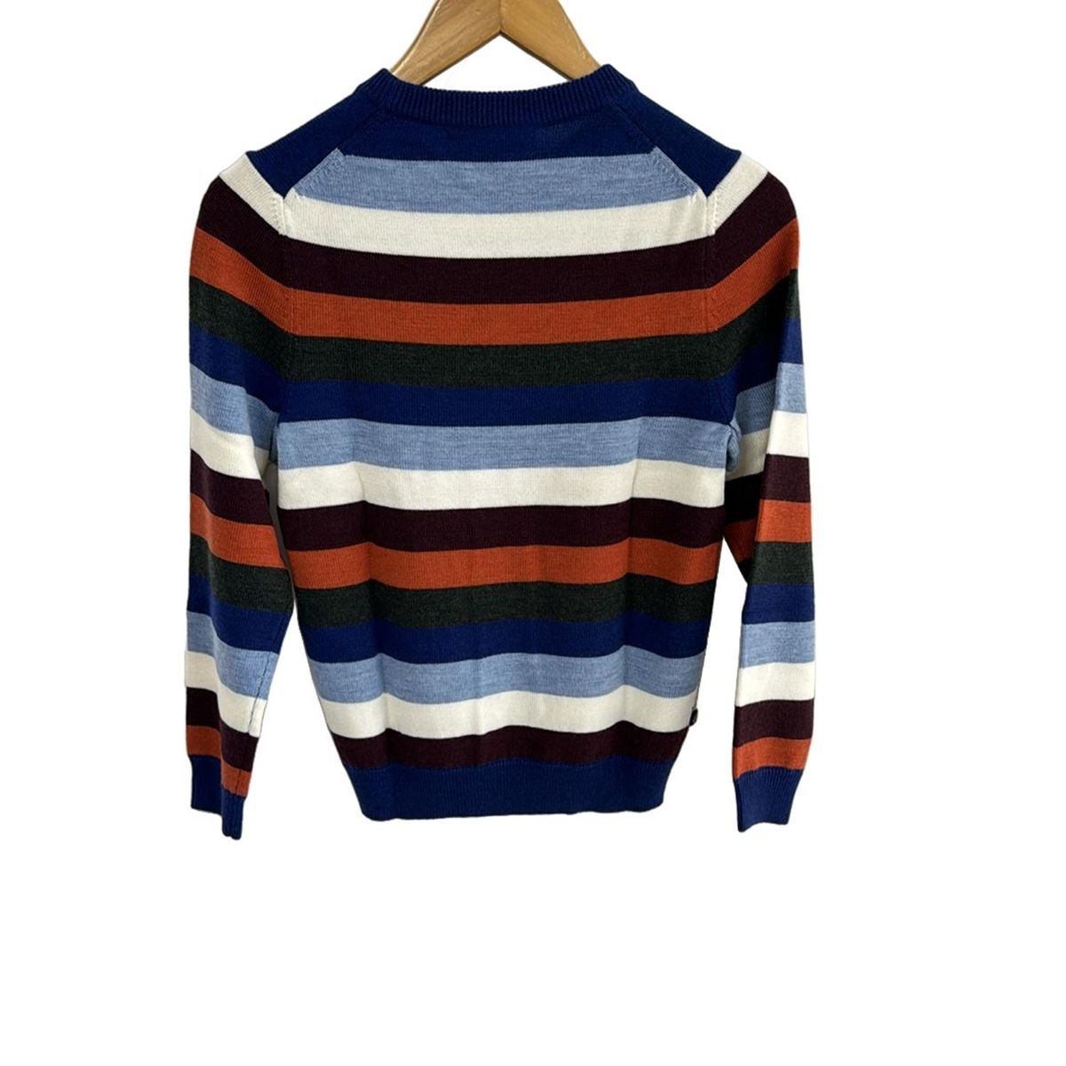 BrooksBrothers ブルックスブラザーズ 長袖セーター サイズM レディース - ブルー×アイボリー×マルチ クルーネック ボーダー