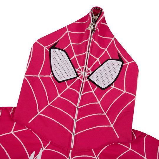 KaKazzy】スパイダーマン ピンク フルジップ パーカー 男女着用可 ユニ