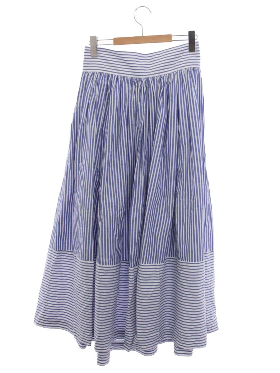 ブルックスブラザーズ コットン ストライプ ボウウエストベルト 100219438 マキシスカート 6 ブルー|ホワイト ITFRRWUYJOAZ
