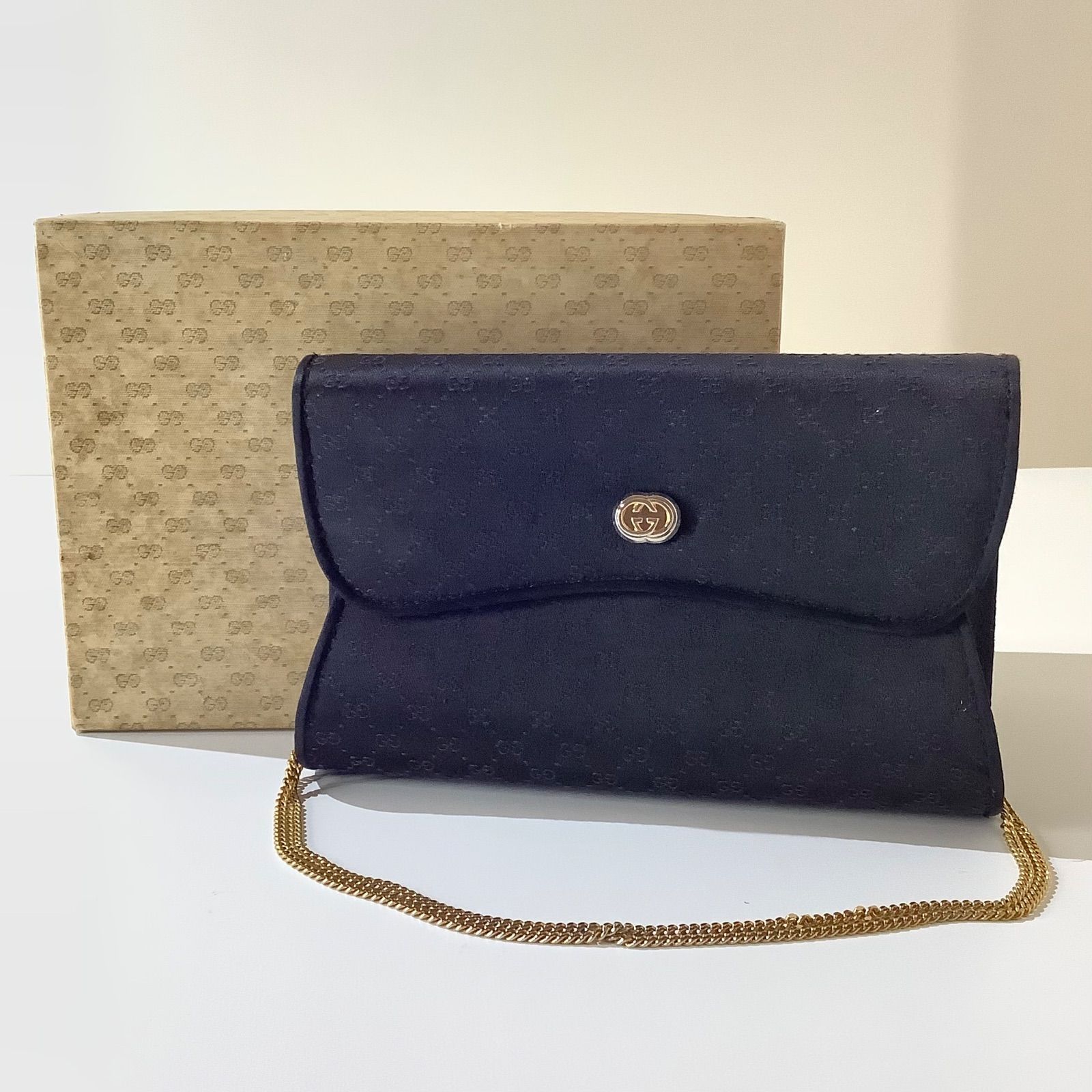 GUCCI オールドグッチ チェーンショルダーバッグ ブラック GG 