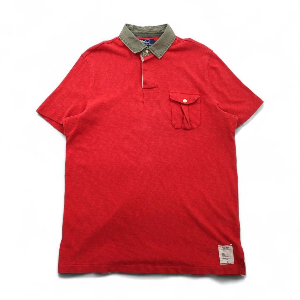 90s Polo by Ralph Lauren レッドポロシャツ XL Polo by Ralph Lauren 90年代 ポロシャツ XL ピンク コットン 胸