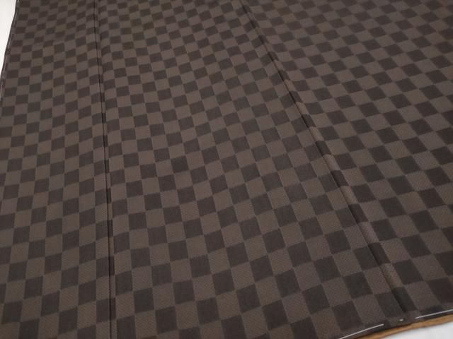 平和屋本店□極上 お召 市松文様 黒×茶色 逸品 未使用 CYAA1759s5