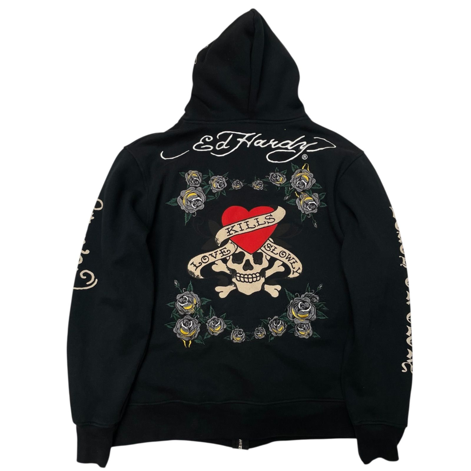 ED HARDY スカルプリント ブラックパーカー M Ed Hardy エドハーディー ed hardy セットアップ メンズ