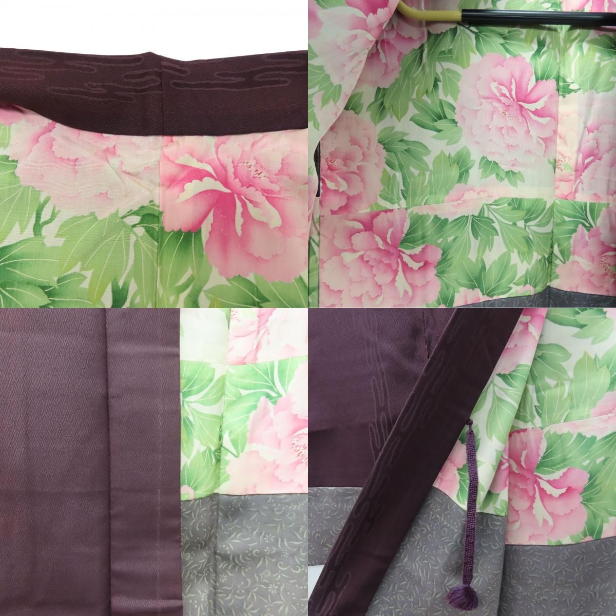 中古】 羽織 しつけ糸あり 正絹(金銀糸除く) ボルドー くすみパープル
