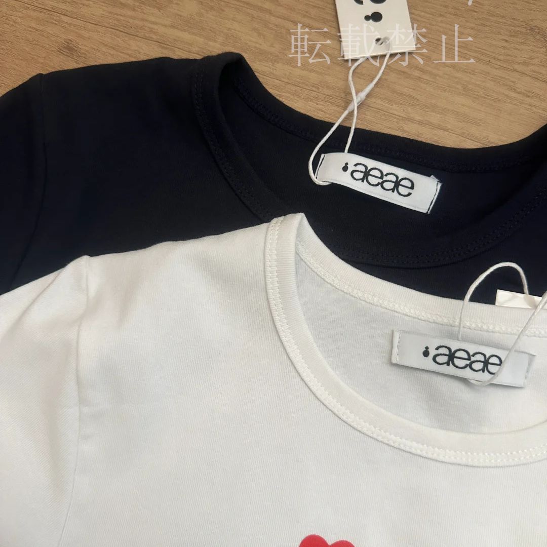 即完売商品【新品正規品】aeae ハートロゴドットTシャツ ホワイト④ 正規品 aeae ハートロゴドットTシャツ ホワイト