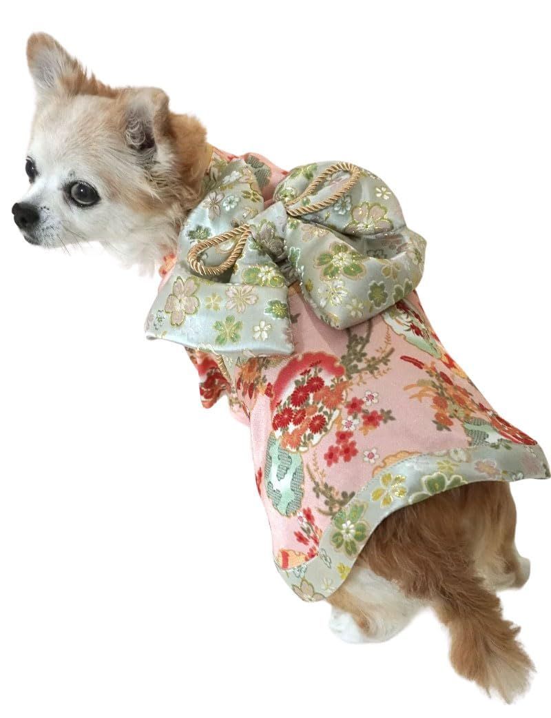 ピーチ_L ONEKOSAMA OINUSAMA 犬 いぬ イヌ 服 猫 ネコ ねこ 着物 和装 和服 ドッグウェア お祭り お正月晴れ着 正月 七五三 小型犬 大型犬 小型 大型 [ピーチ/L]