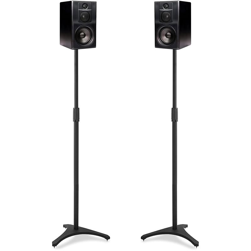 スピーカースタンド 2本セット 高さ調節可 110-185cm 折りたたみ ペア 三脚タイプ(卓上 クランプ 60cm 白 15cm 木製) |  ホリック
