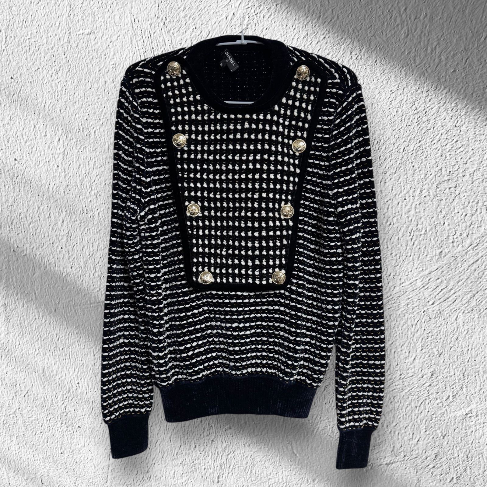 CHANEL ツイードニット 千鳥格子柄 P65594K61325 36
