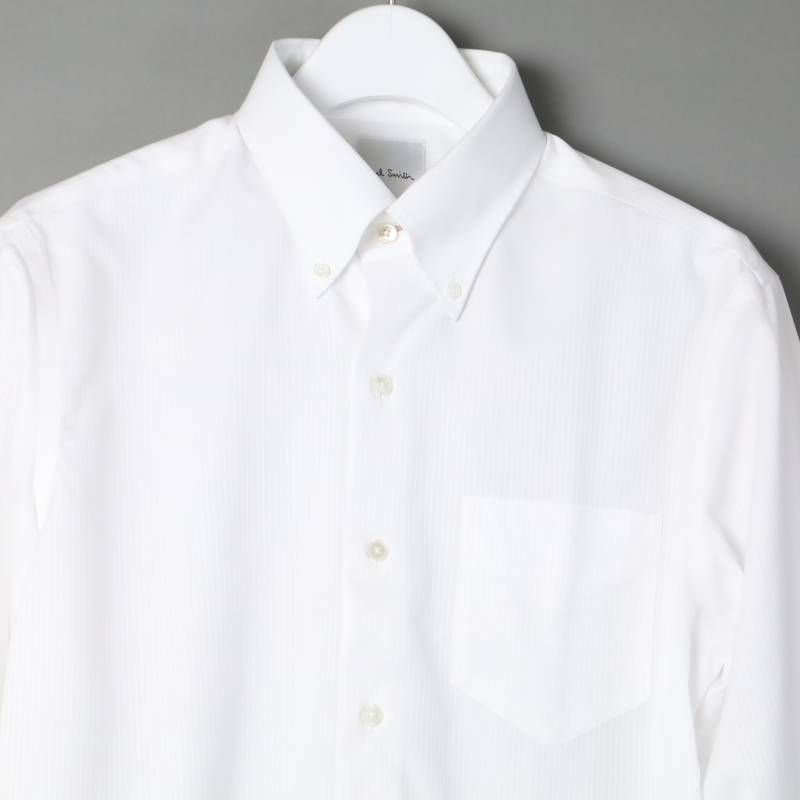 Paul Smith ポールスミス シャドーピンストライプ ボタンダウン ドレスシャツ 153203 ホワイト ビジネス カジュアル 長袖 シャツ L -281