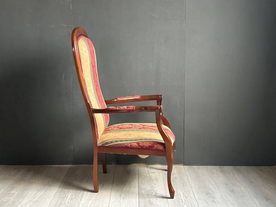 ストライプチェア シングルソファ ファブリック アンティーク 安い