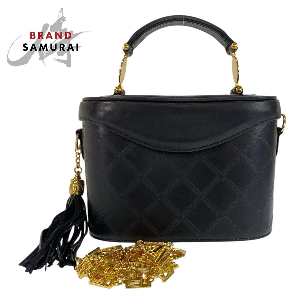 【VERSACE ヴェルサーチ】極希少品！ハンドバッグ サンバーストロゴ 美品！ ヴェルサーチェ サンバースト ロゴ ハンドバッグ ヴァニティバッグ