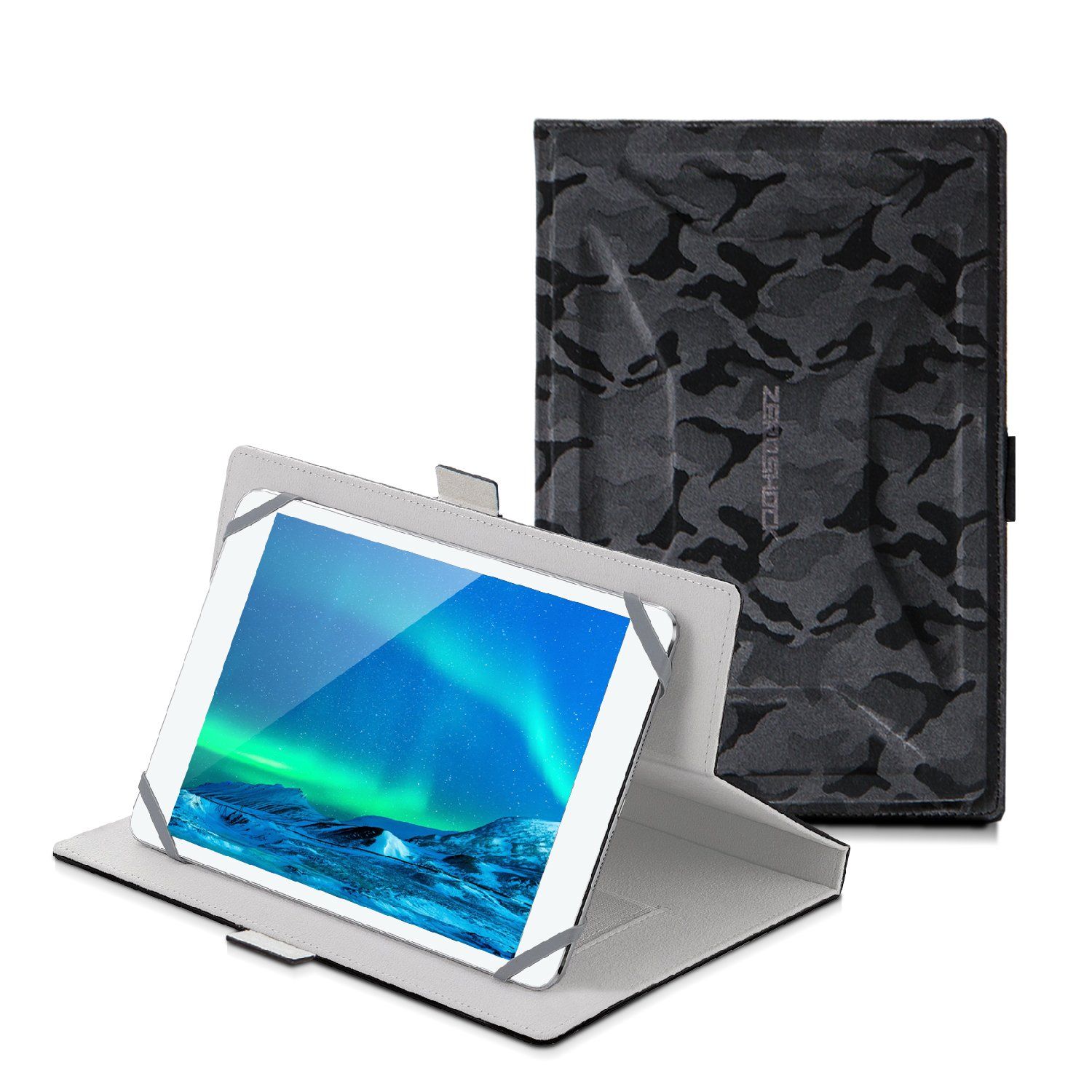 エレコム タブレットケース 汎用 ブックタイプ 衝撃吸収 ZEROSHOCK 7.0~8.4インチ 迷彩ブラック 7インチ 7.9インチ 8インチ 8.4インチ TB-08ZEROFT1