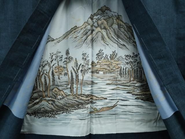 平和屋着物○男性 紬 アンサンブル 霞文 正絹 逸品 未使用 CAAS6850yc