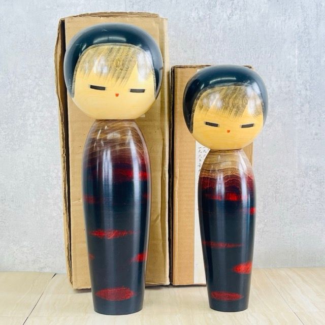 こけし 2点セット 【】 渡辺正雄作 稚児桜 内閣総理大臣賞受賞 紙箱付き