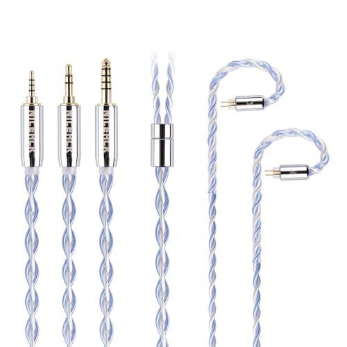 4.4mm mmcx NICEHCK WhiteSky 6N銀メッキ単結晶銅ケーブル イヤホンリケーブル MMCX 4.4mm プラグ 金属製コネクタ アップグレードケーブル 交換ケーブル 着脱式 hi-fiオーディオ 1.2m イヤホン DIY MMCX 4