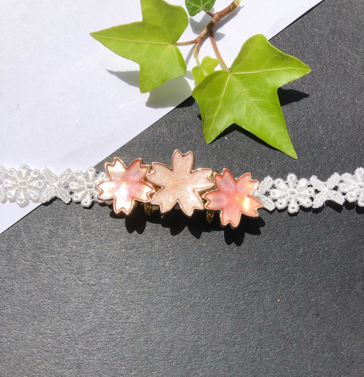 1348桜 帯留め ピンク 帯留 さくら 大きい サクラ 春 帯締め 三分紐 