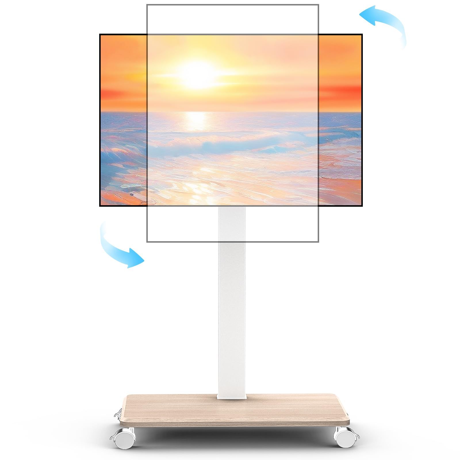 VESA600×400mm 左右30度首振高さ調節耐荷重40kg 縦横設置 37-75インチ対応 壁掛け テレビ台 stand リビング ベッドルーム用 ホワイト tv 移動式 ハイタイプ 壁寄せテレビスタンド キャスター付き テレビスタンド Ne