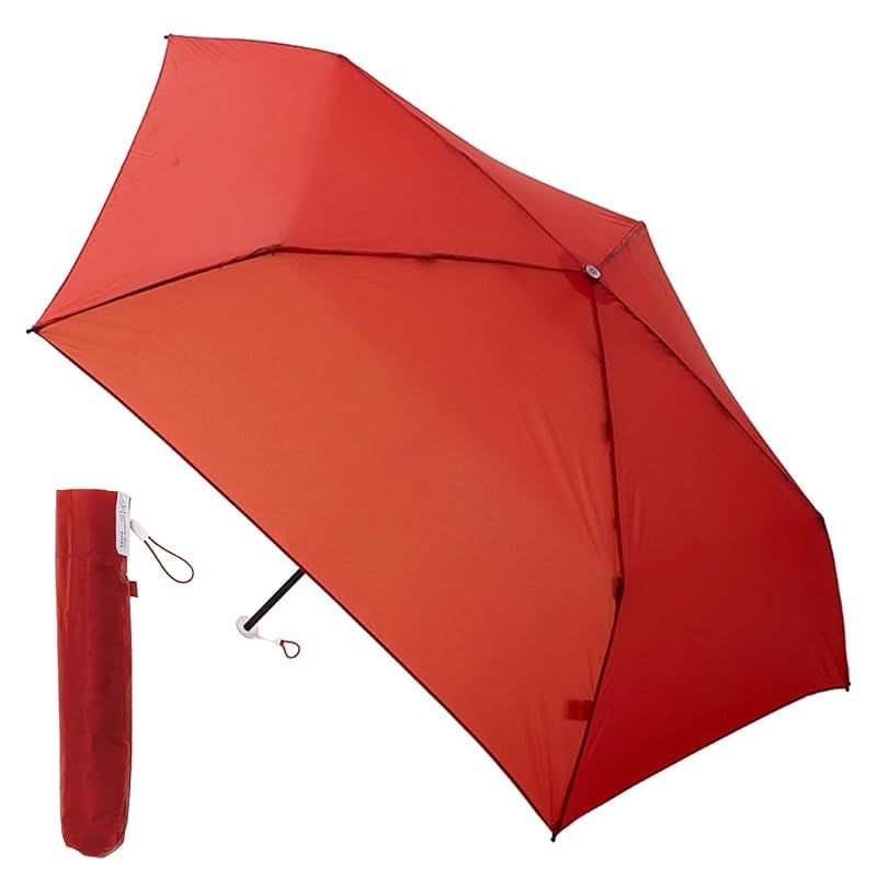 100%新品,得価 マジカルテック 超軽量 65g 折りたたみ傘 手開き 簡単開閉 雨傘 無地 プレーン 直径80cm メンズ レディース 軽い 親骨50cm 10255 レッド 1