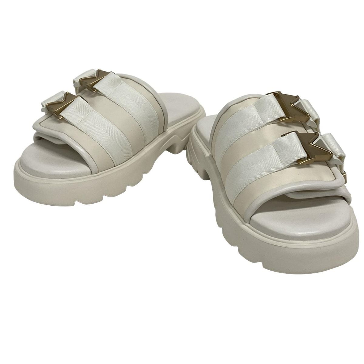 BOTTEGA VENETA ボッテガヴェネタ サンダル 41 レディース フラッシュ サンダル アイボリー×ゴールド