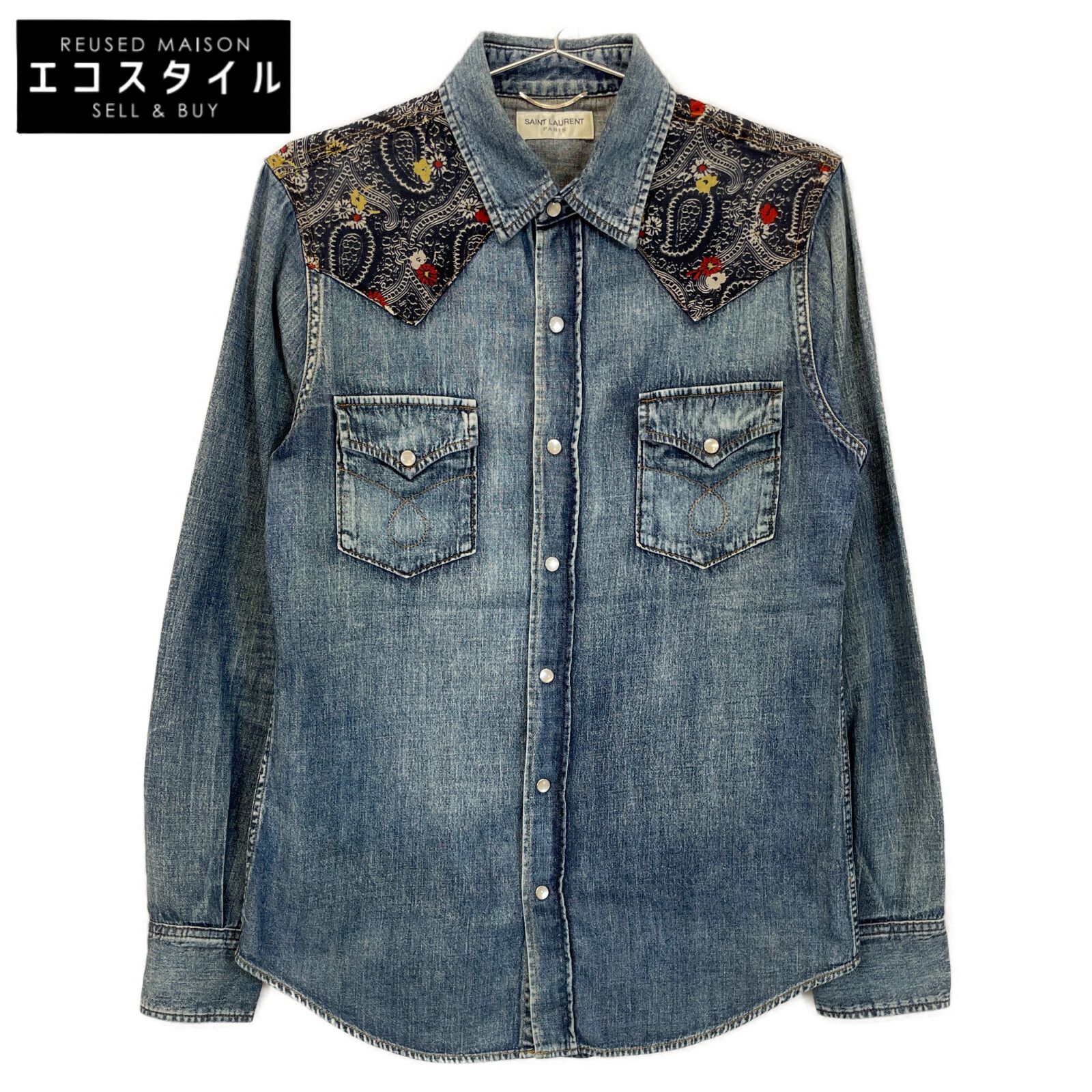 サンローラン　20SS コーティング　ウエスタンシャツ saint laurent paris 20SS コーティングウエスタンシャツ