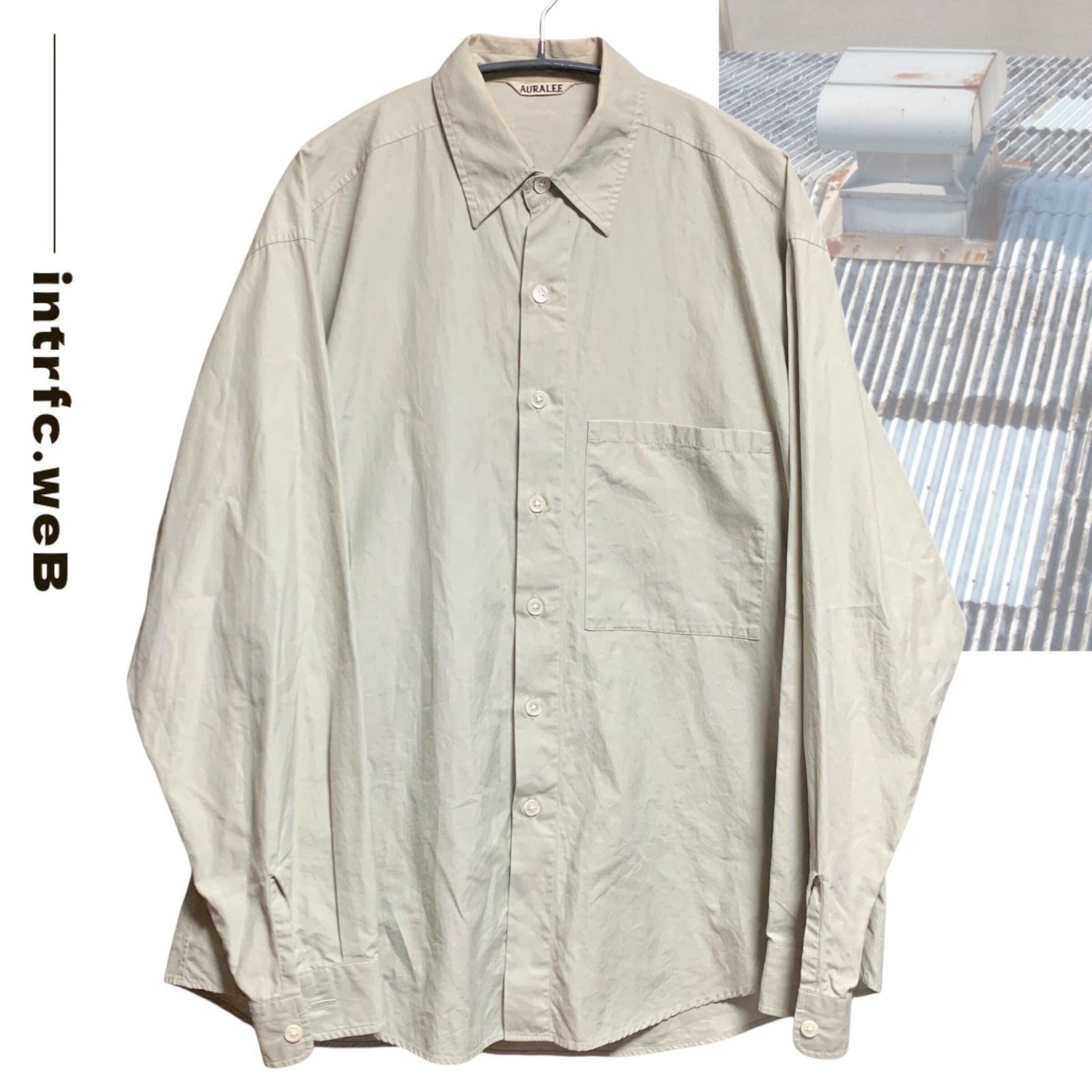 AURALEE / Washed Finx Typewriter Open Collar Half Sleeved