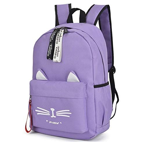 リュック 子供 女の子 小学生 猫柄 猫耳 バッグ リュックサック レディース キッズ 遠足 （パープル）
