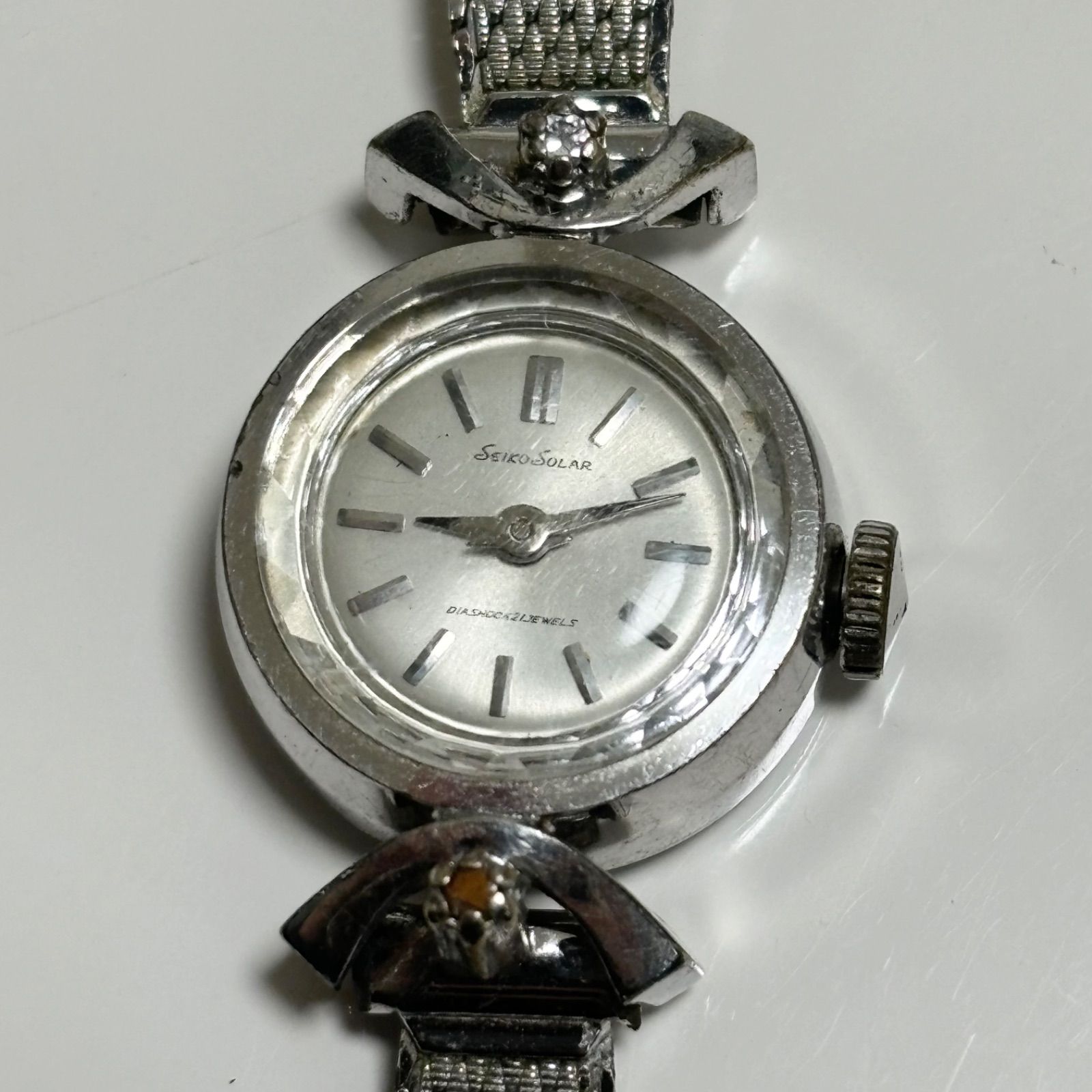 送料無料】SEIKO SOLAR/DIASHOCK 21JEWELS/21石/1000-0100/手