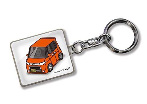 オレンジ [MKJP] カスタムキーホルダー ダイハツ タント カスタム L375S ベース：ホワイト 車カラー：オレンジ