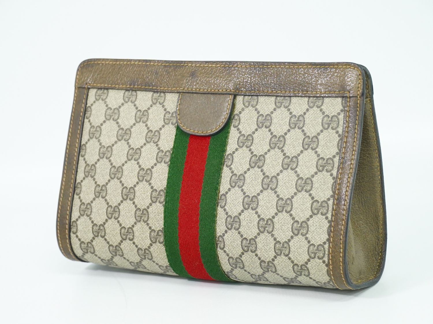 【希少】グッチGG　シェリーライン　スプリームキャンバスレザー　セカンドバッグ GUCCI グッチ オールドグッチ シェリーライン GGスプリーム