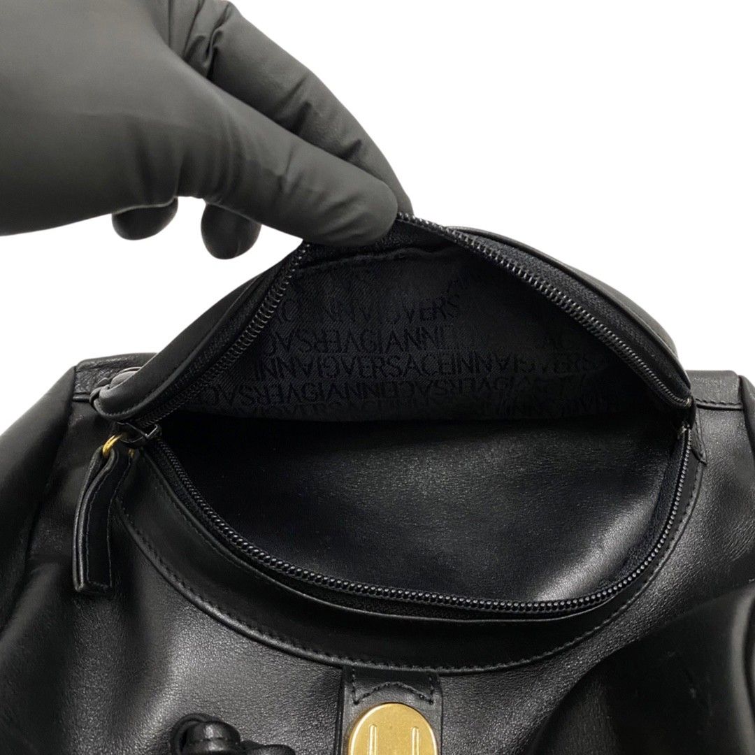 極 美品 希少品 VERSACE ヴェルサーチ サンバースト ロゴ レザー 本革