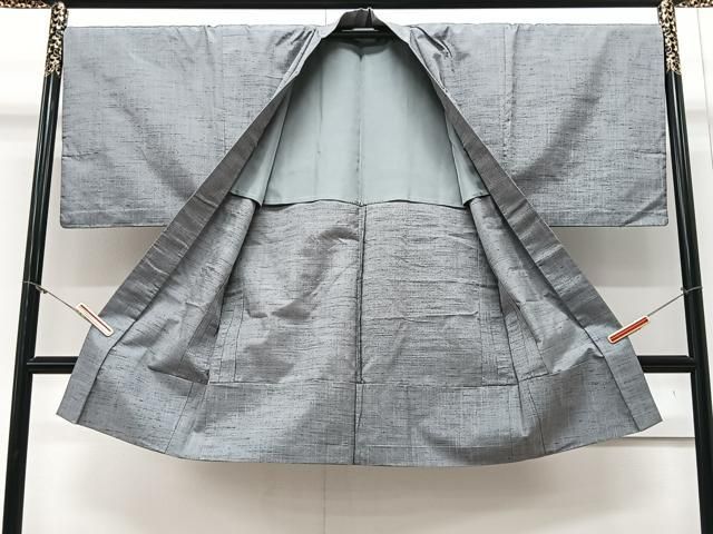 平和屋着物＃男性 長羽織 単衣 紬地 霞文 正絹 id