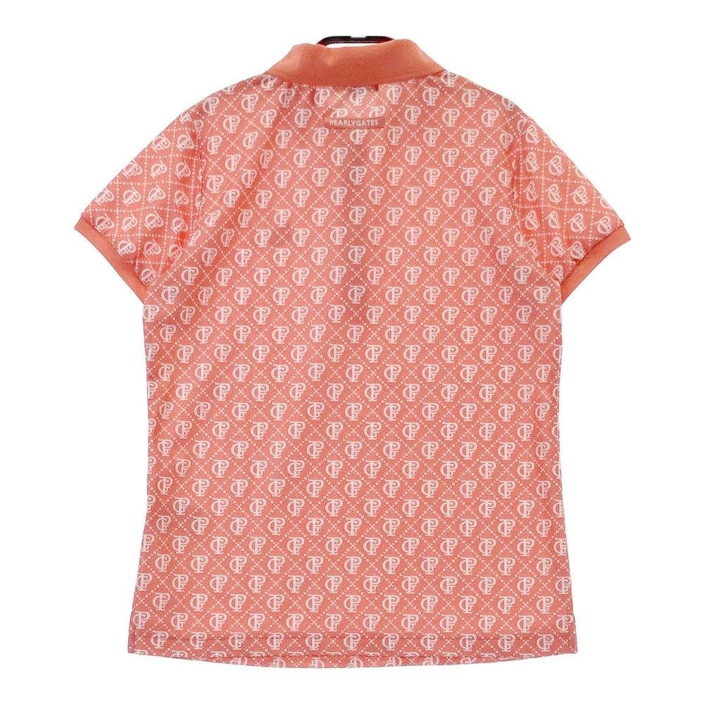 サイズ 0 PEARLY GATES パーリーゲイツ 2025年モデル 半袖ポロシャツ ロゴ総柄 オレンジ系 240101436049 ゴルフウェア レディース ストスト