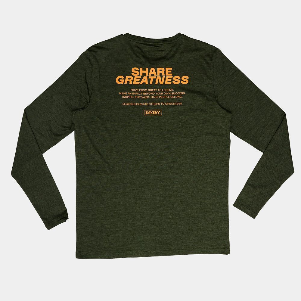SAYSKY ランニングTシャツ ロングスリーブ OMRLS22c3001 Statement Pace Long Sleeve - Green メンズ