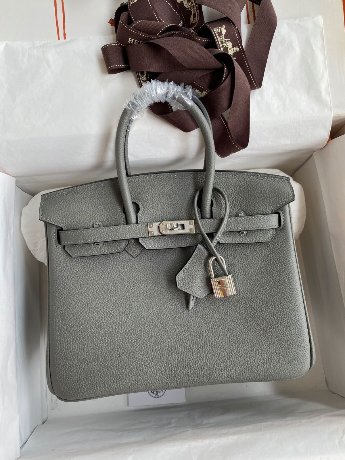 エルメス birkin Cumulus グレー シルバー バックル レディース ハンドバッグ