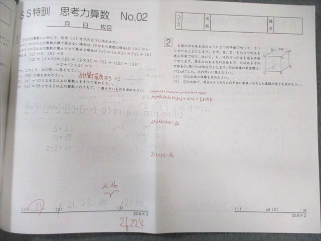 SAPIX サピックス SS特訓 算数 思考力講座 通年セット 【全14回分フル