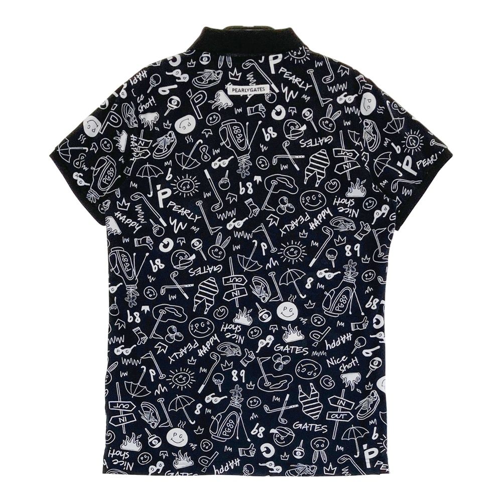 サイズ 1 PEARLY GATES パーリーゲイツ モデル 半袖ポロシャツ 総柄 ブラック系 240101538253 ゴルフウェア レディース ストスト