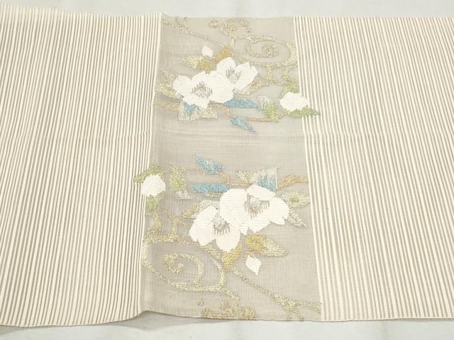 平和屋着物＊夏物 絽綴れ 八寸名古屋帯 吉祥花文 金銀糸 正絹