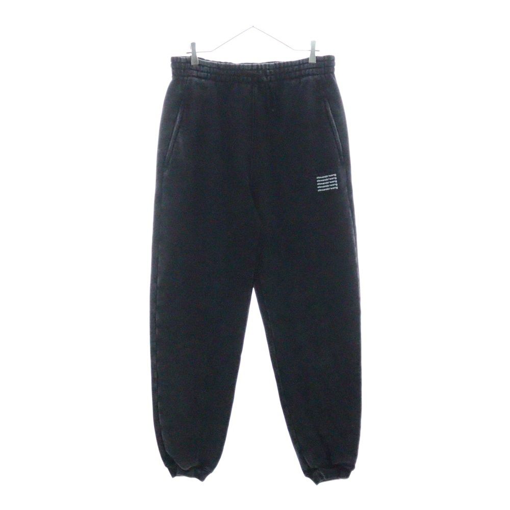 ALEXANDER WANG アレキサンダーワン ACID WASH SWEAT PANTS アシッドウォッシュスウェットパンツ ロゴプリントウォッシュ加工スウェットパンツ UCC3224049 ブラック