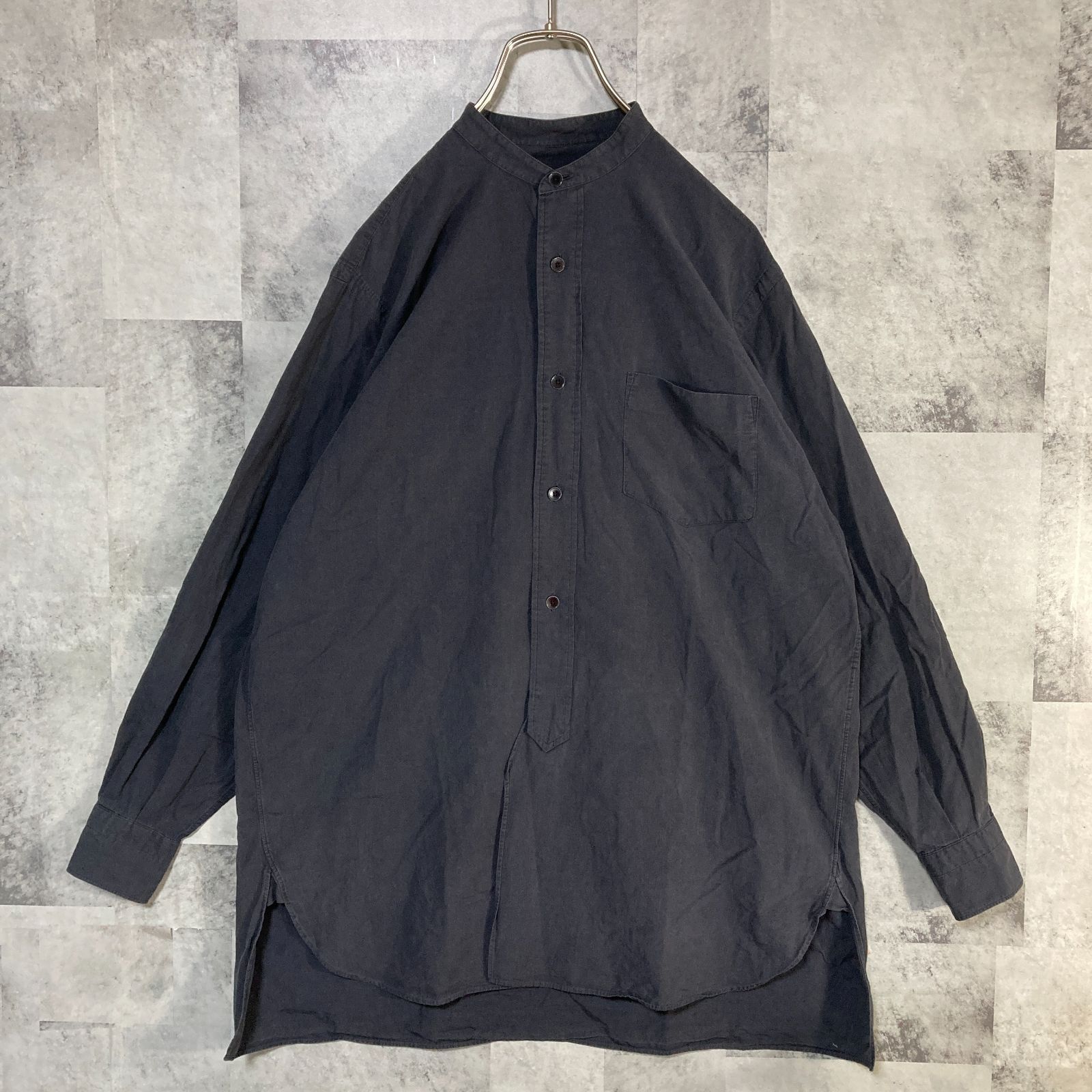 日本製 COMOLI コモリ 長袖 バンドカラーシャツ チャコールグレー 0