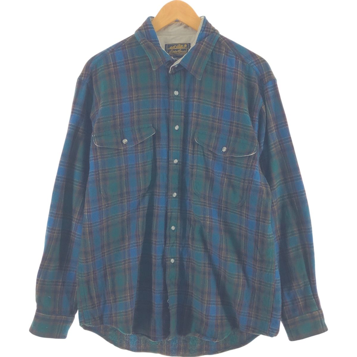 古着 80~90年代 エディーバウアー Eddie Bauer チェック柄 ウールシャツ メンズL相当 ヴィンテージ/eaa504765