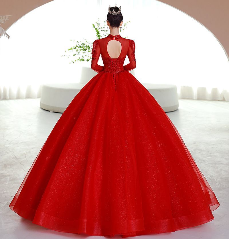 ウェディングドレス 新婦用 中華風 公主ライン レトロ 重工デザイン 豪華 感