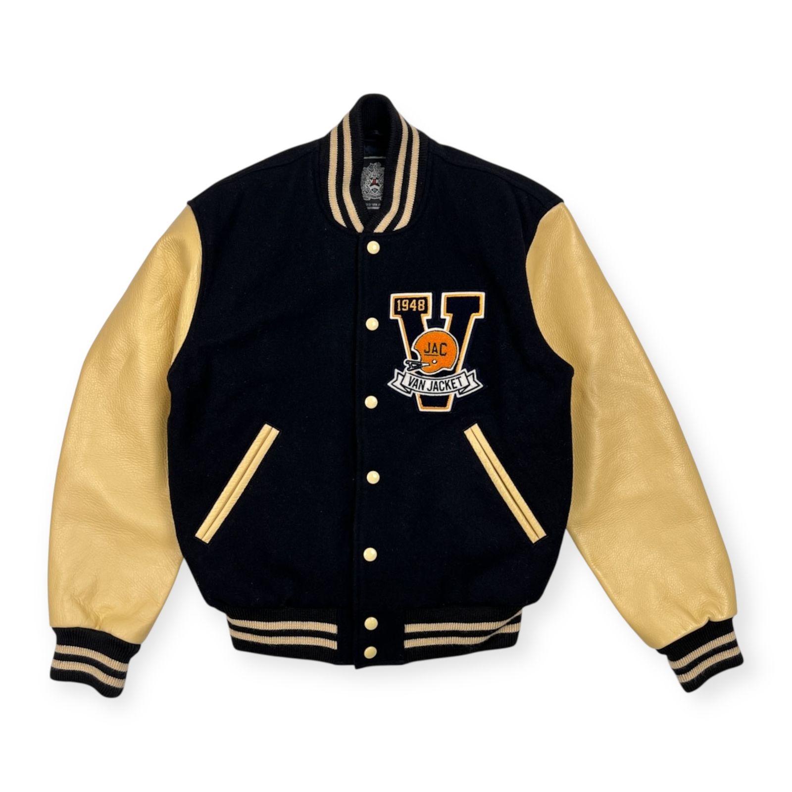 美品 VAN JAC ヴァンヂャケット 袖革 牛革 本革 レザー スタジャン