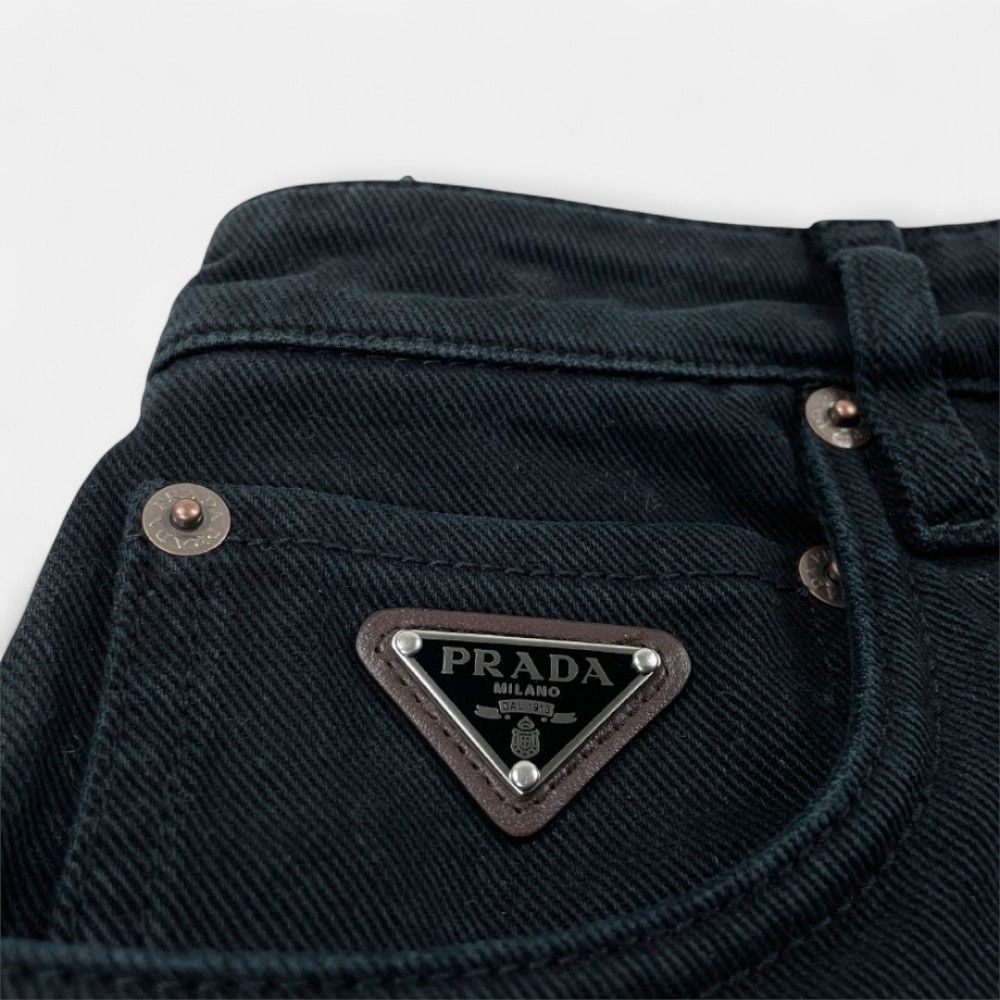PRADA 24AW トライアングルロゴ スリットデニムスカート 40 黒 USTAUSTRALIA_COM_AU