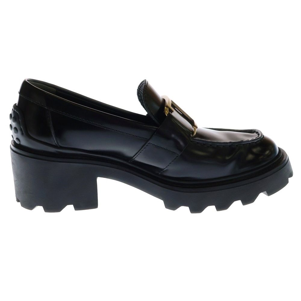 TOD'S Tロゴバックル タイムレス レザー ヒール ローファー TOD'S (トッズ) Tロゴバックル タイムレス レザー ヒール